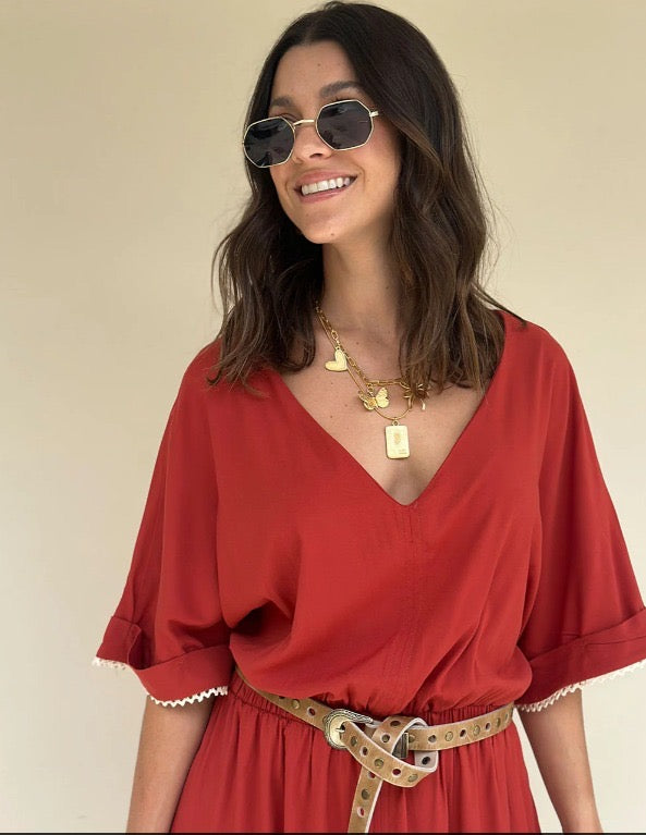 Vestido Largo Terracota