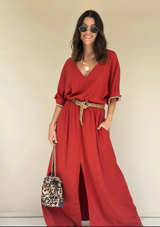 Vestido Largo Terracota