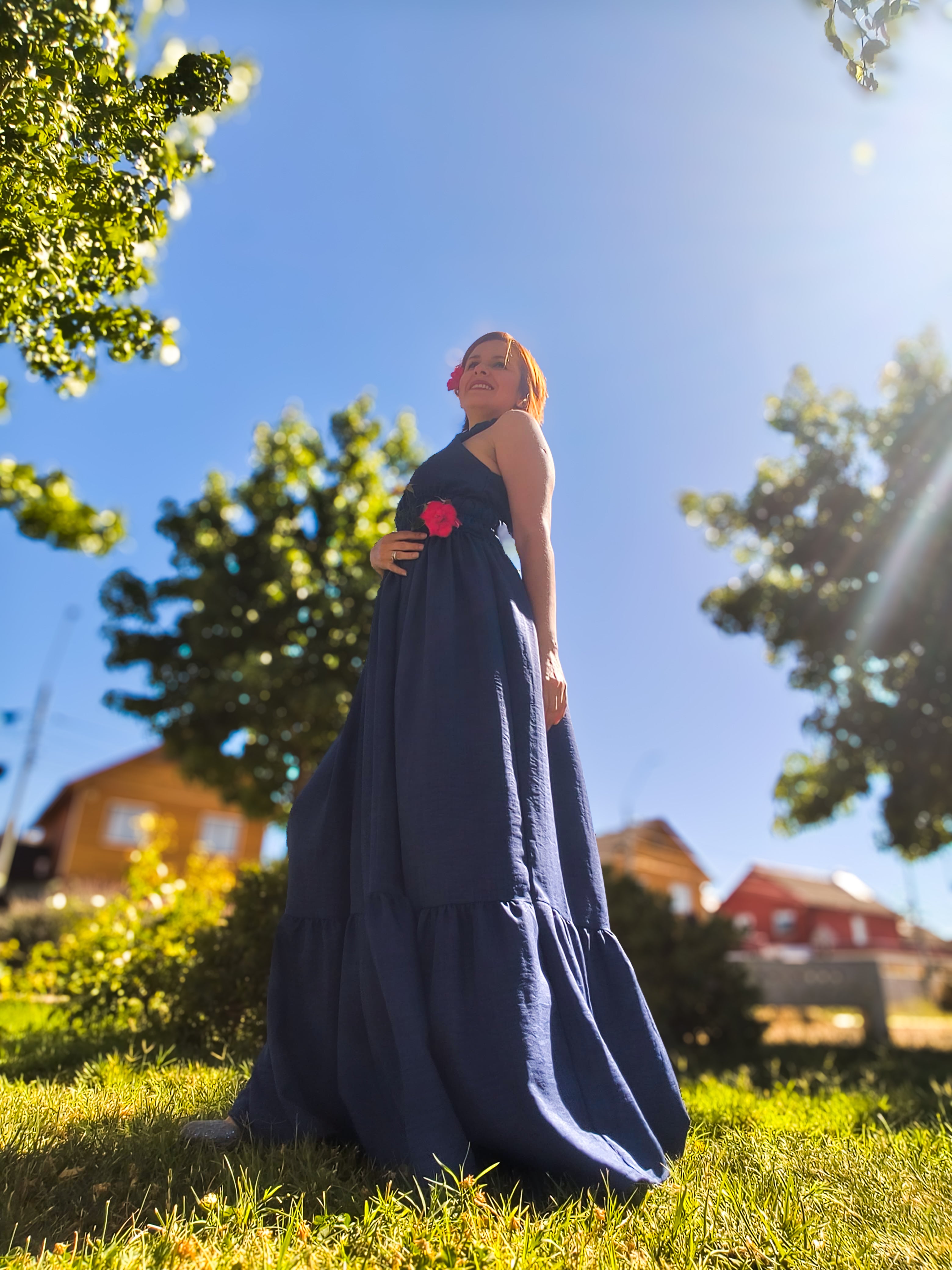 Vestido Largo Azul Marino