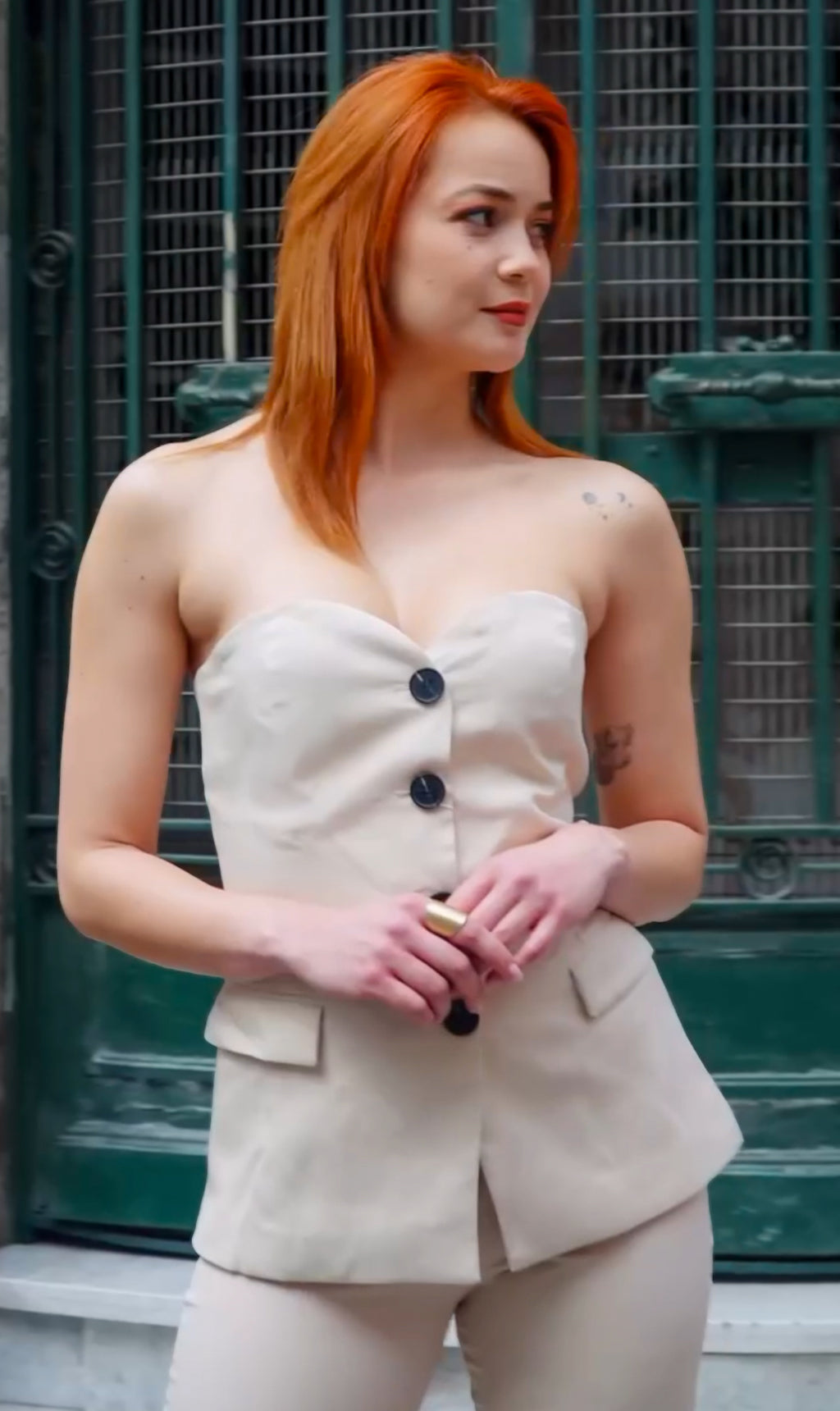 Conjunto Top Strapless y Pantalón