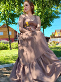 Vestido Largo Beige Oscuro
