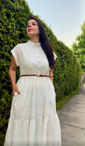 Vestido Blanco Romàntico Con Cuello