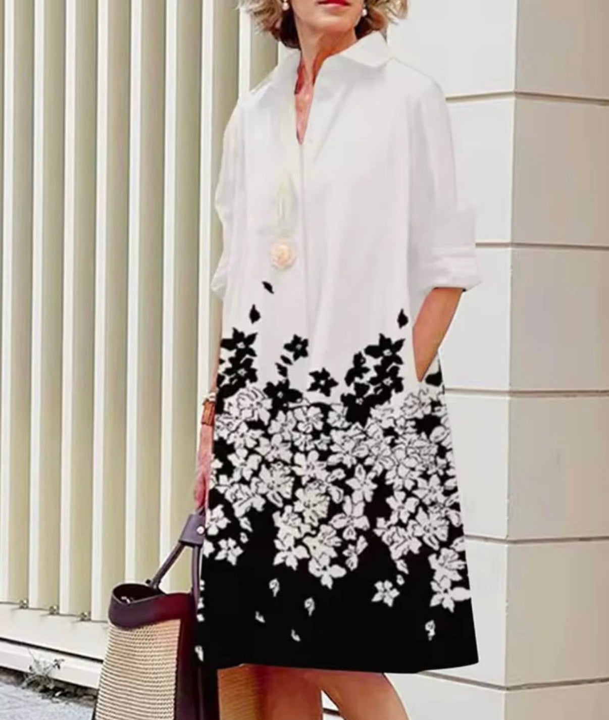 Vestido Camisero Clásico con Bolsillos
