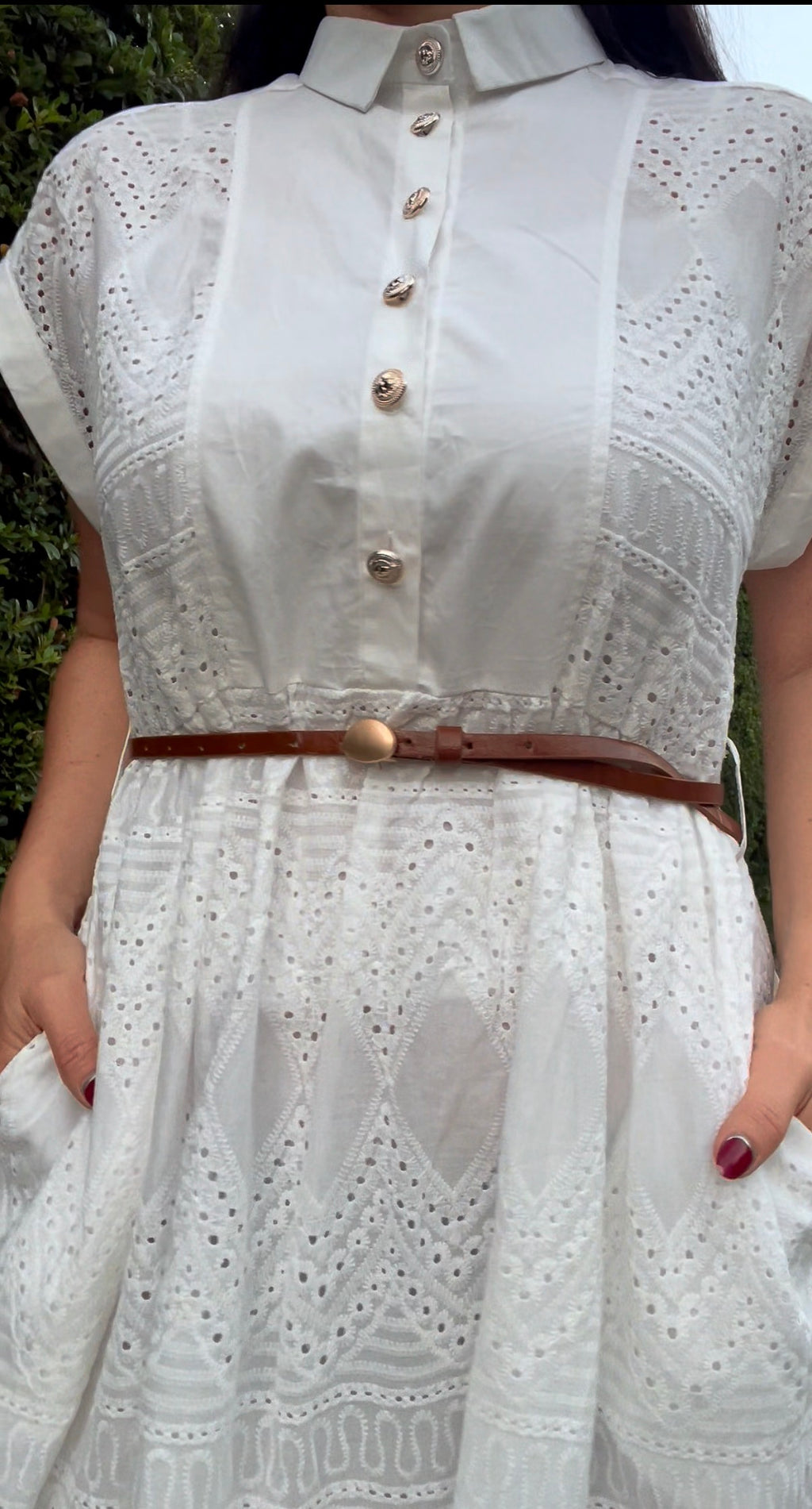 Vestido Blanco Romàntico Con Cuello