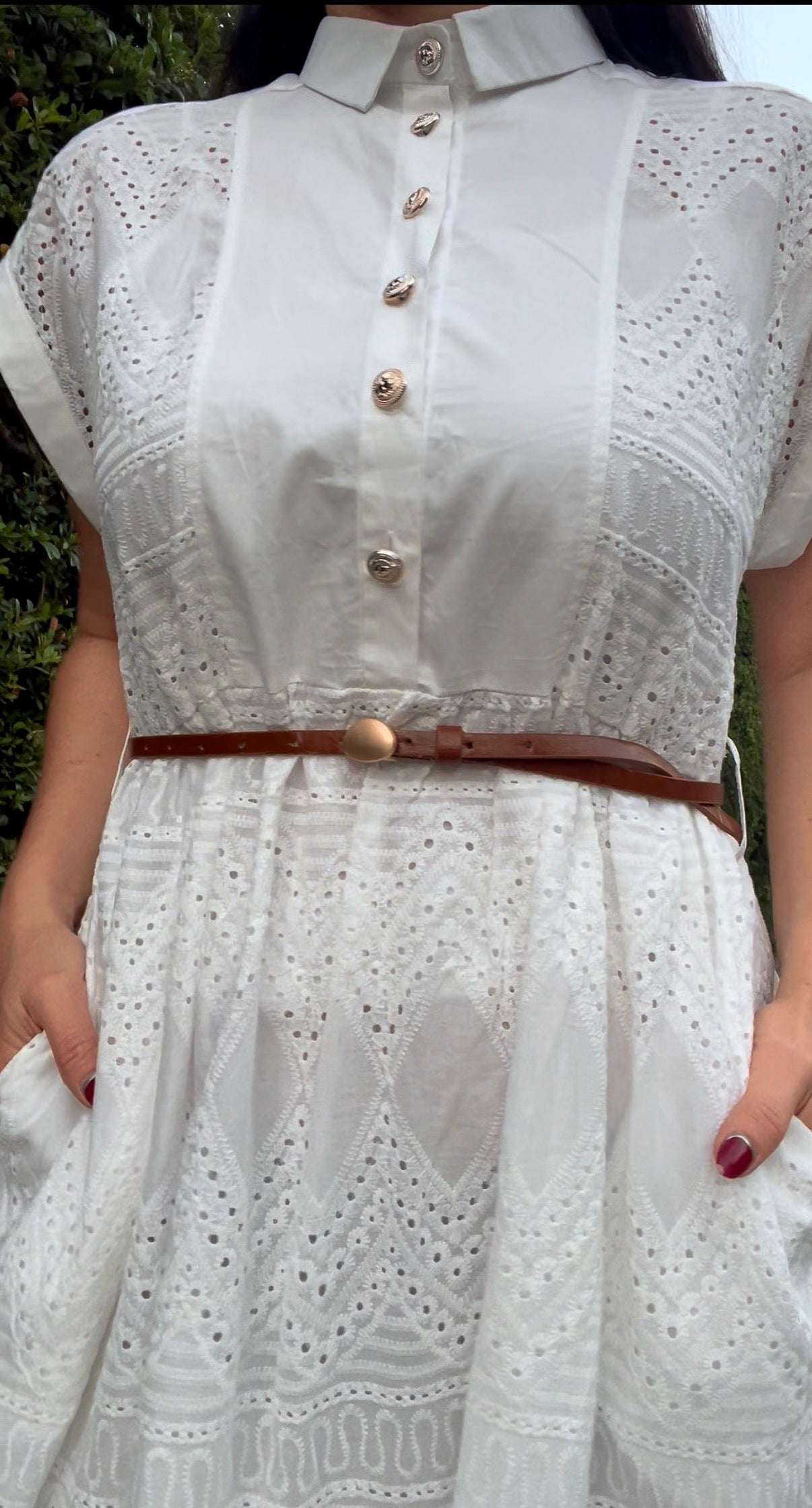 Vestido Blanco Romàntico Con Cuello