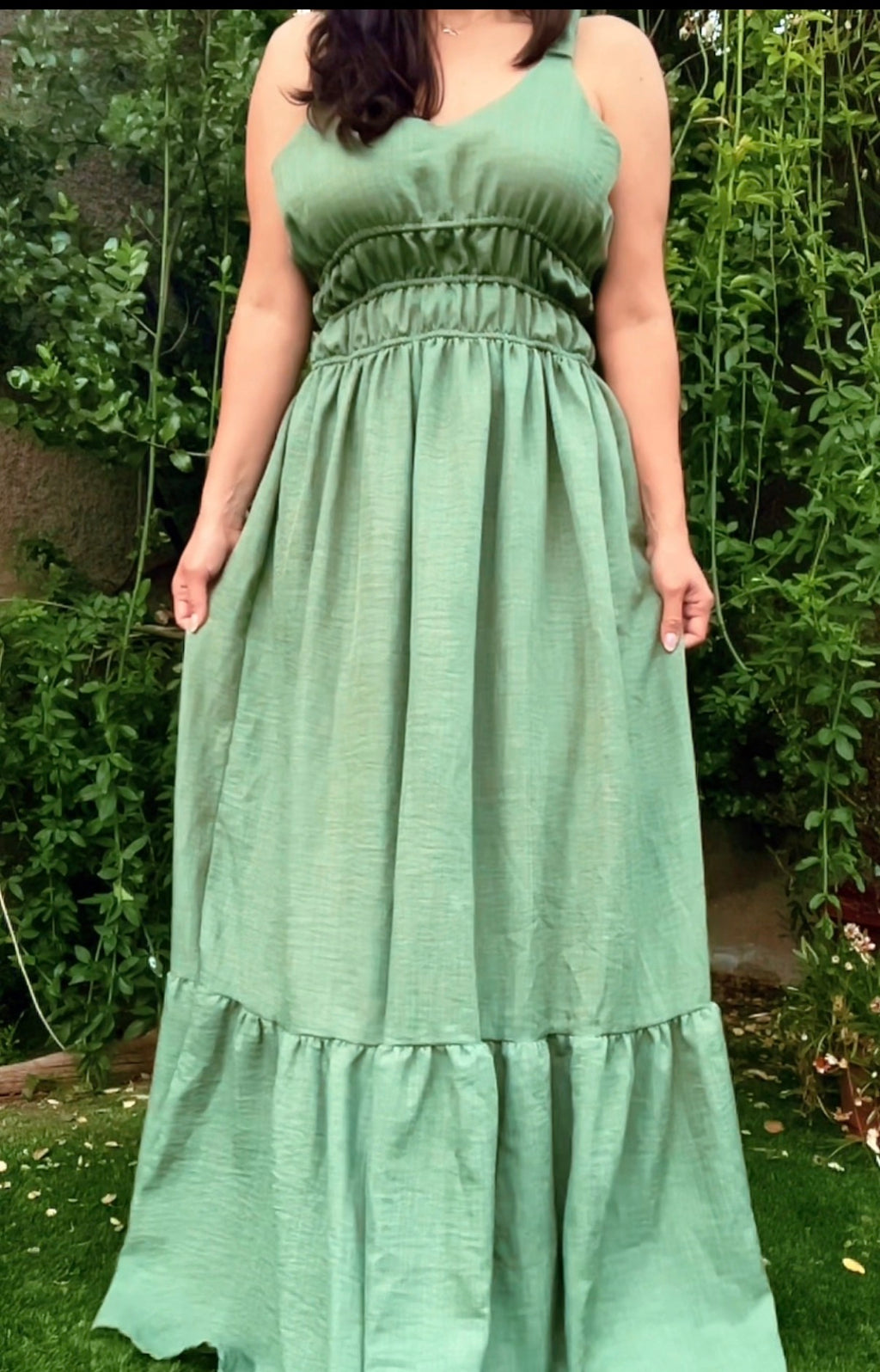 Vestido Largo Verde Aceituna