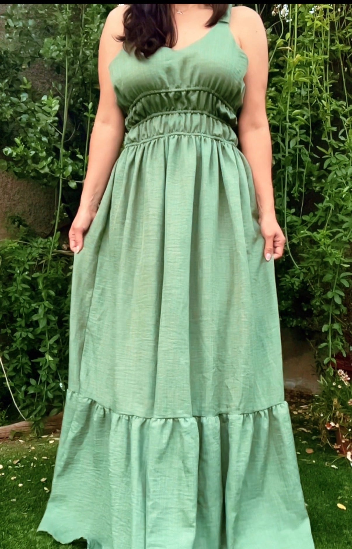 Vestido Largo Verde Aceituna