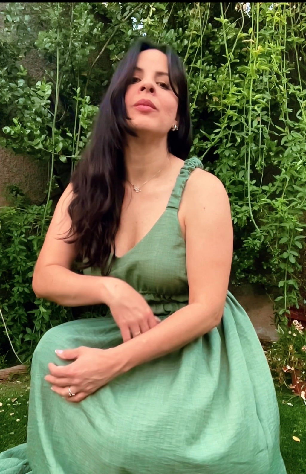 Vestido Largo Verde Aceituna