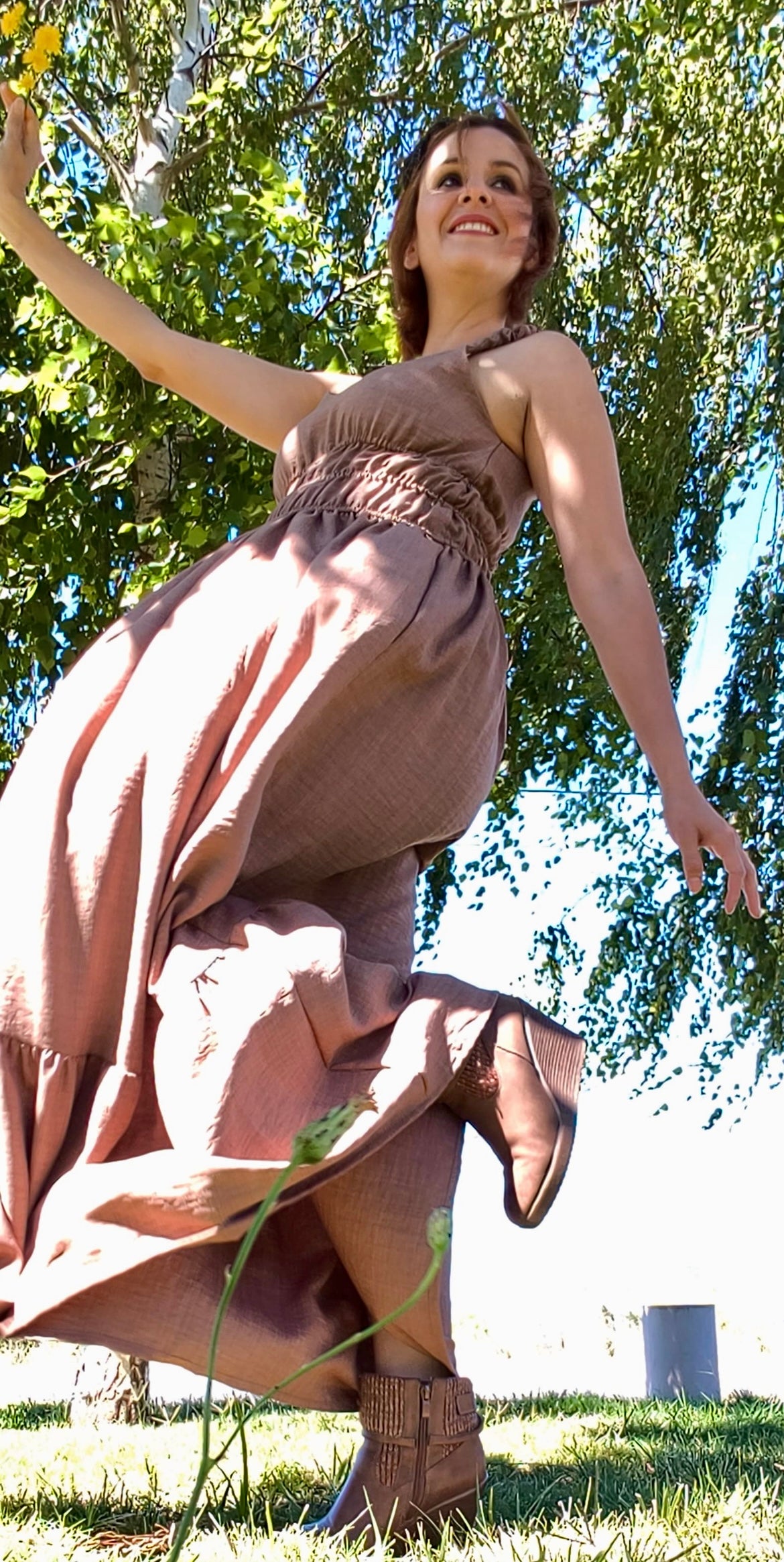Vestido Largo Beige Oscuro