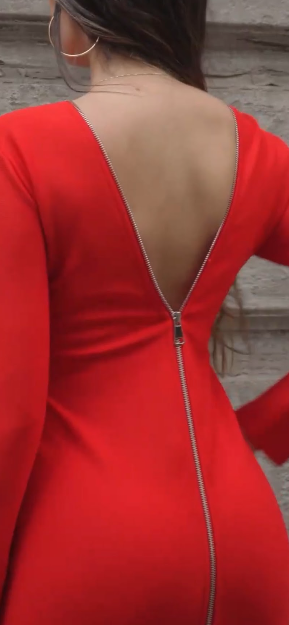 Vestido Rojo Entallado Con Cierre en la Espalda