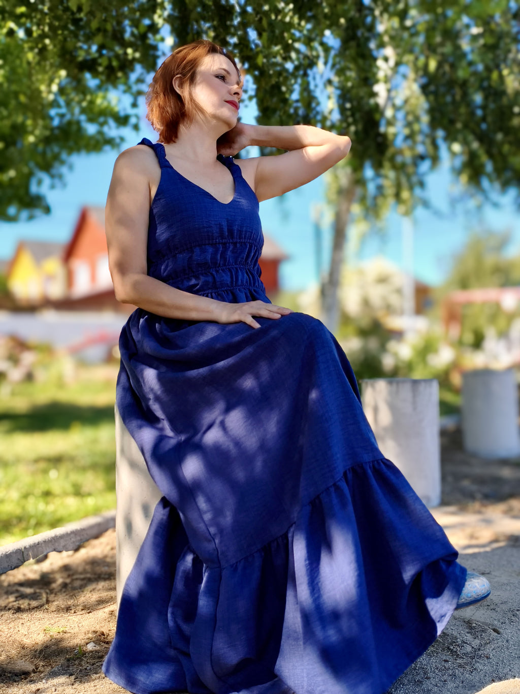Vestido Largo Azul Marino