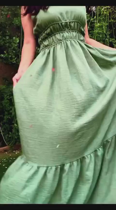 Vestido Largo Verde Aceituna